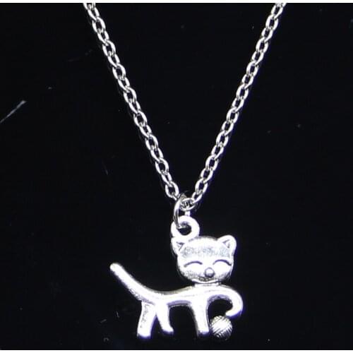 20pcs New Fashion Necklace 19x18mm double sided cat ball Pendants Short Long Women Men Colar Gift Jewelry Choker
