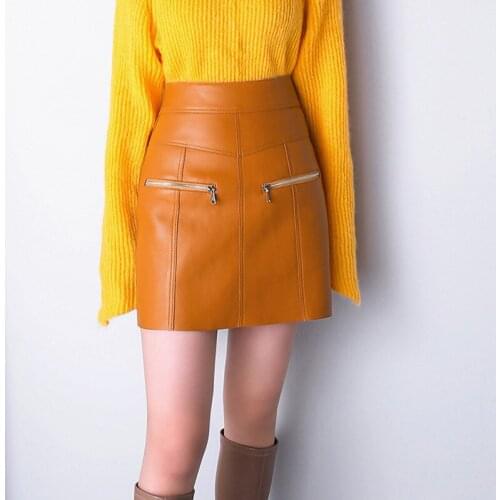 2020 New Style Women Slim Genuine Leather Dress,Leather Strap Dress