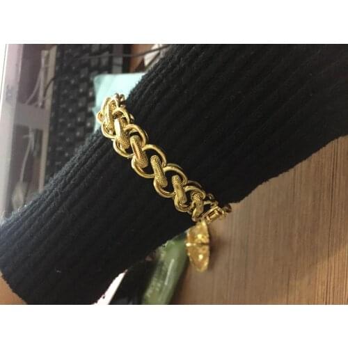 21CM Bracelet Men Jewelry Hip hop High quality gold preserving Persistence MEN gift couple bridal wedding bangle