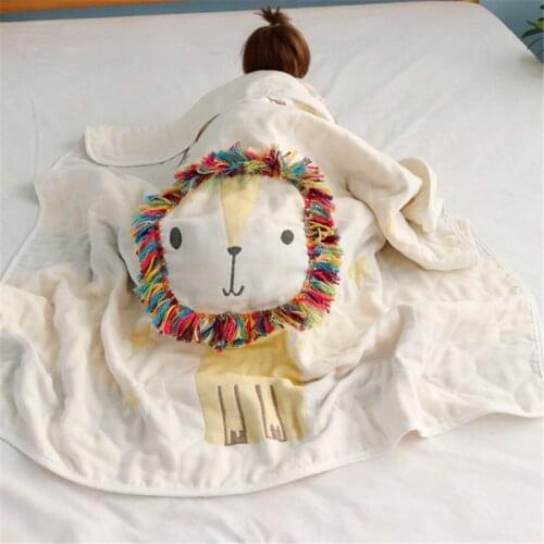 3D Lion Cotton Muslin Blanket Baby Swaddle Baby Summer Blanket Stroller Cover Bath Towel multi use baby receiving blanket