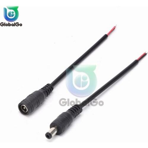 5pcs/Lot 5-12V DC power male female cable 12V Plug DC Adapter cable Plug Connector DC plug 5.5*2.1mm 5.5x2.1