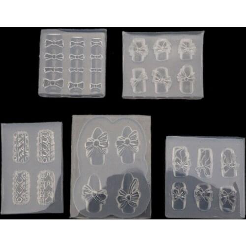5 Pcs DIY Nail Decoration Crystal Epoxy Resin Molds Mini Bowknot Silicone Mould