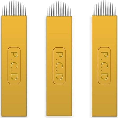 50 Pcs PCD 14 Pin U Shape Permanent Makeup Eyebrow Tattoo Blade Microblading Needles For 3D Embroidery Manual Tattoo Pen