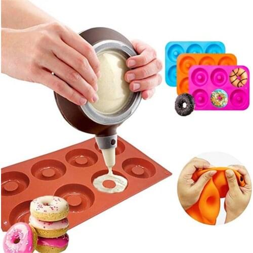 8/6-Hole Donuts Shape Chocolate Silicone Mold Ice Cubes Pastry Molds Pudding Soap Mould Fondant Cake Decoration DIY Baking Tools