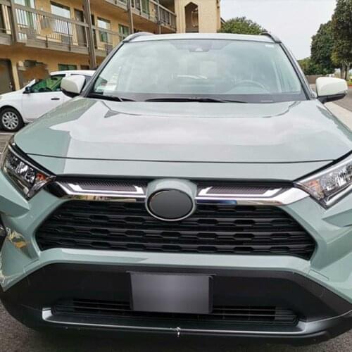 ABS Chrome Front Center Mesh Grille Cover Radiator Strip Trim Decoration Car Accessories For Toyota Rav4 Hybrid XA50 2019 2020