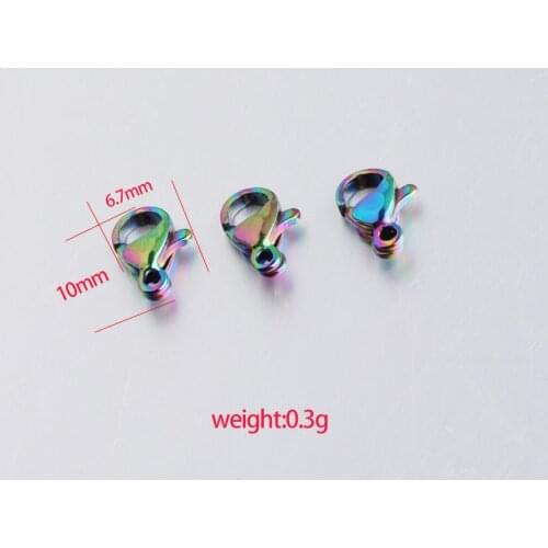 Accessories Buckle Necklace Clasp Connectors 50pcs 10mm Rainbow-colored Stainless Steel Lobster Clasp DIY Ornament
