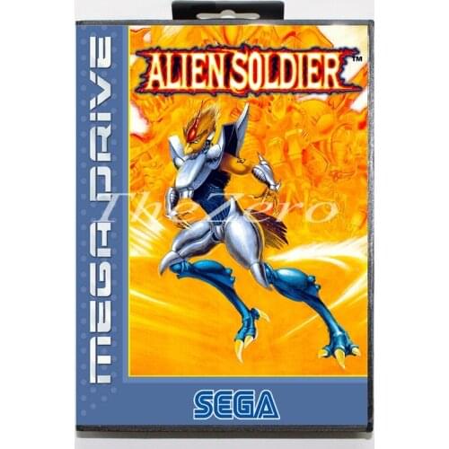 Alien Soldier with Box for 16 bit MD Video Game Card for Sega Mega Drive/Genesis