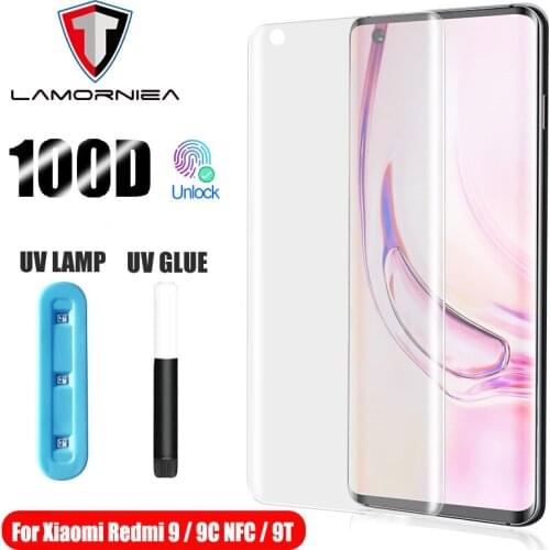 For Redmi 9 9C NFC 9T 8 UV Glue Tempered Glass For Redmi Note 8 9 9S Pro Max 9T 8 8T 8A UV Liquid Full Coverd Screen Protector