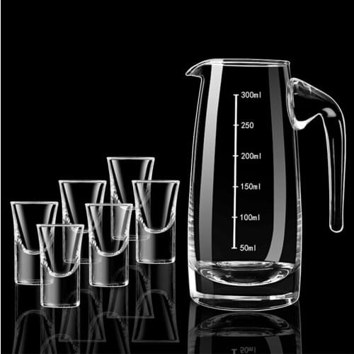 Personality Creative Hotel Crystal Glass Distributor Small Wine Bottle with Scale Liquor Cups Set