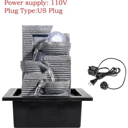 LED Waterfall Fountain with Rolling Ball Feng Shui Zen Indoor Water Fountain for Home Living Room Office Decorative US Plug 110V