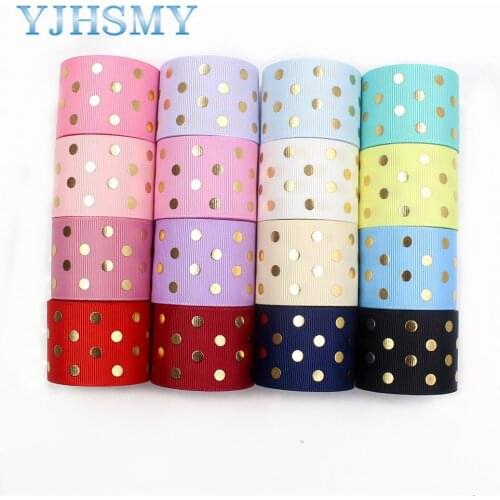 I-19518-1248 1-1/2inch 38mm 5yds Hot gold dots Printed grosgrain Ribbons,Bow cap DIY handmade accessories decorations
