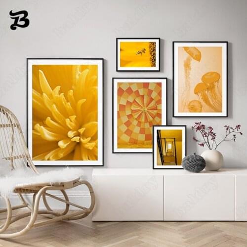 Canvas Painting for Living Room Flowers Jellyfish Bee Green Posters and Prints Wall Art Abstract Pictures for Home Wall Decor