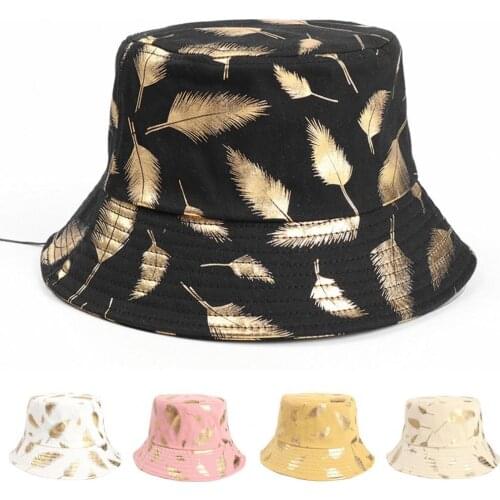 New Women Cap Feather Print Cozy Fashion Accessories Summer Travel Beach Fisherman Hat Sun Hat casquette femme кепка женская
