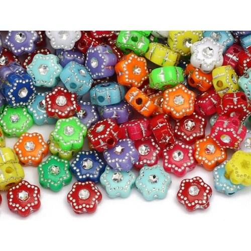 Colorful Mixed Flowers Acrylic Beads 7x4mm 100pcs Spacing Loose Beads For DIY Jewelry Design Charm Necklace Bracelet Accessories