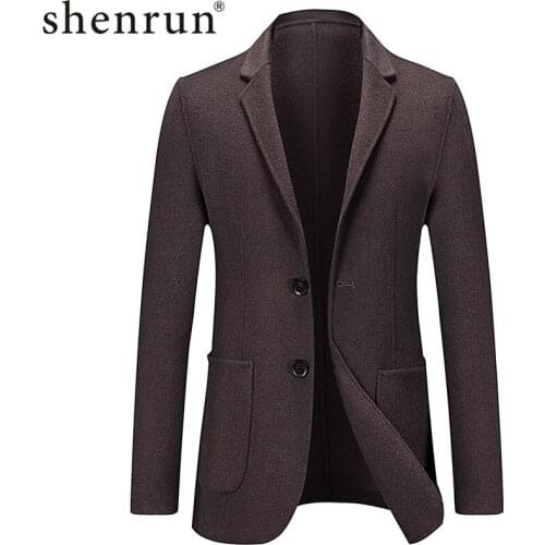 Shenrun Men Blazers Jacket Autumn Winter Slim New Fashion Double Woolen Suit Jackets Office Work Business Formal Casual Blazer