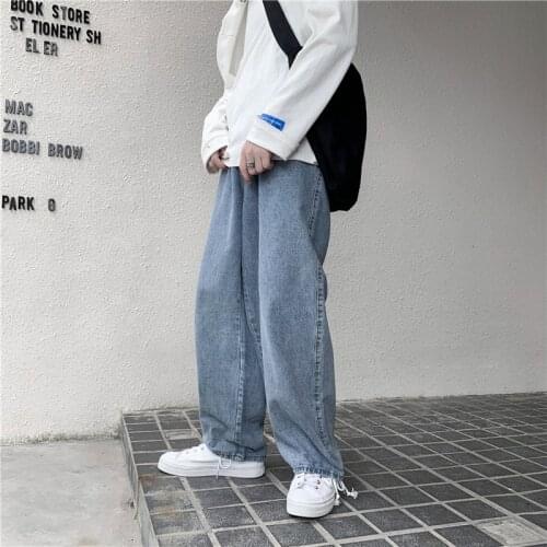 Men Jeans Wide Leg Denim Pant Loose Straight Baggy Mens Jeans Streetwear Pants Male Trousers Hip Hop Casual Pants