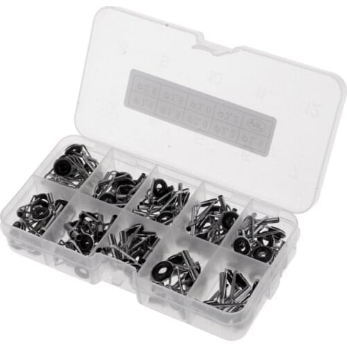 90pcs Rod Repair Kit Mixed Size Fishing Rod Guide Line Ring for Building Box