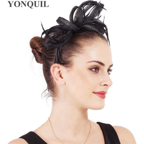 Bride Wedding Chic Hair Fascinators Headband Hoop Cambric Headwear Decorate Lady Bridal Marriage Hoop Feather Hair Accessories