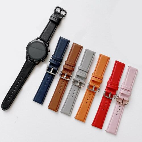 For Huawei Watch GT 2 Plain Leather Strap Galaxy Watch 46mm 42mm Wristband For Samsung Galaxy Watch 3 41mm 45mm Band Belt