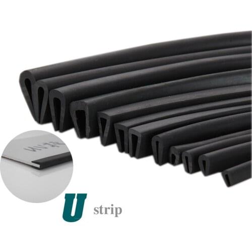 Rubber U Strip Edge Shield Encloser Bound Glass Metal Wood Panel Board Sheet for Cabinet Vehicle Thick 0.5mm - 10mm Black