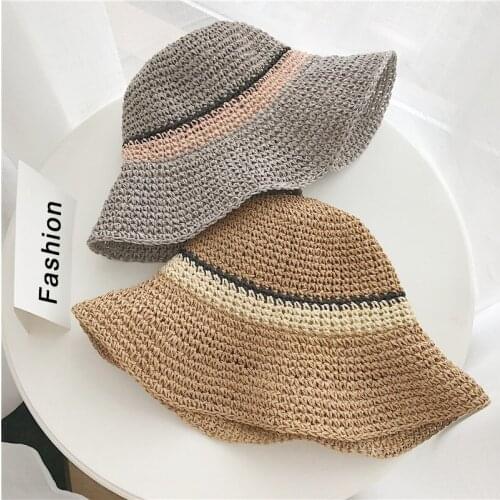 Summer Casual Sun Hat Female Straw Holiday Beach Sunscreen Cap Women Outdoor Sun Protection Foldable Sunshade Fashion Hats H7389