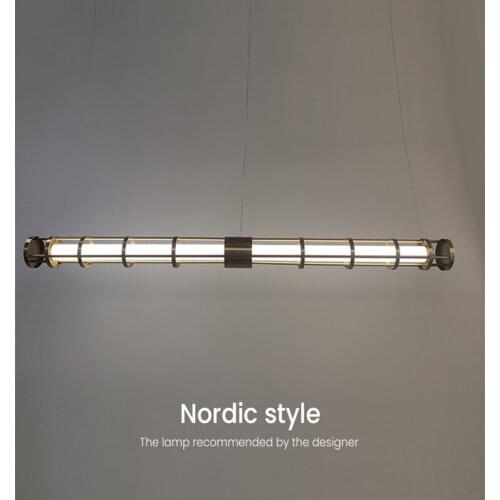 Modern Restaurant LED Chandelier Nordic Designer Golden Black Round Tube Suspension Lighting Office Kitchen Bar Decoration Light