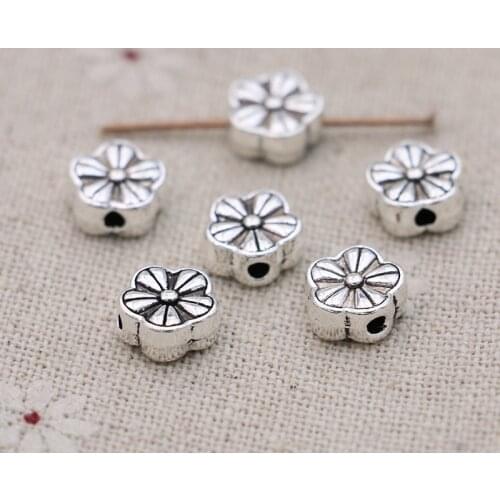 Tibetan Silver Plated Flower Loose Spacer Beads for Jewelry Making Bracelet Necklace DIY Craft Findings 9mm 20pcs/lot