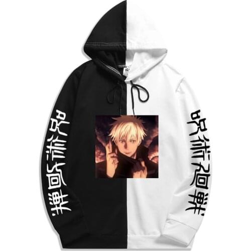 Summer Harajuku jujutsu kaisen Comics Gojou Satoru Print Print Hoodie Double Color Hoodies Pullover Sweatshirt Thin Clothing