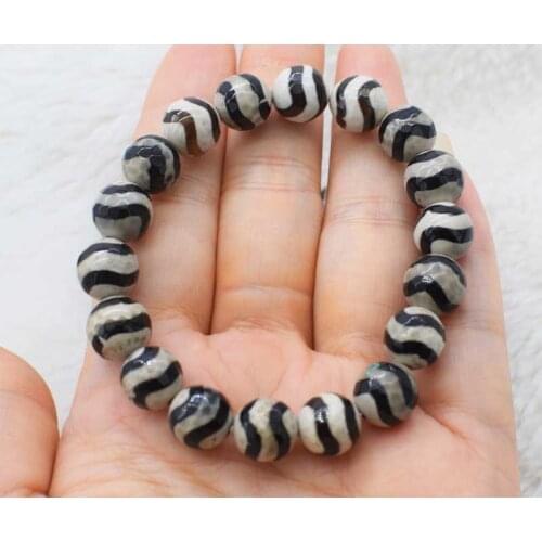 Wow! black veins agate faceted round 10mm bracelet 7.5inch wholesale beads FPPJ nature big size