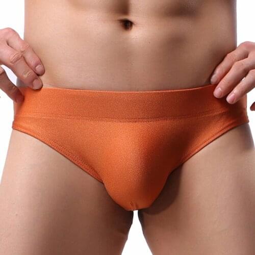 High Quality Briefs Men Underwear Soft Silky Briefs Shorts Sexy Low Waist U Convex Gay Bikini Seamless Men Panties European size