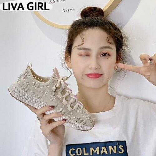 2019 autumn new flying weaving casual wild coarse mesh flat bottom breathable mesh shoes womens flat sneakers