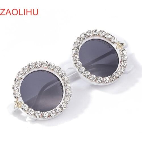 AJ DIY Vintage Women Sunglasses Lovely Bees Design Round Lady Eyewear UV400 Handmade Crystal Luxury Sun Glass Gafas De Sol