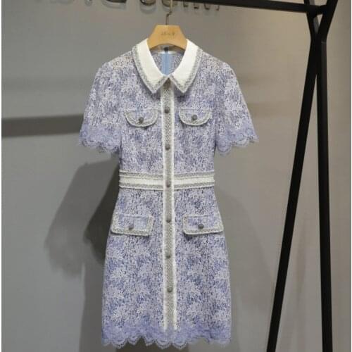 Dress female 2021 new heavy industry design ladies lace dress