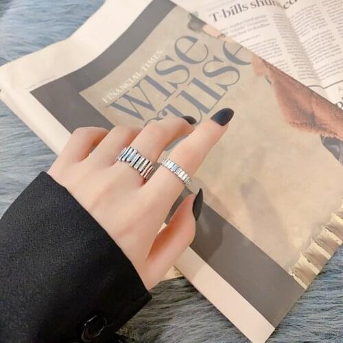 Fashion Copper Alloy Silver Round Open Womens Ring Female Party Wedding Bands Geometric Vintage Woman Rings 2021 Trend Jewelry