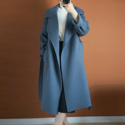 2020 Winter 100% Wool Coat Korean Style Jacket Warm Women Coats and Jackets with Belt Long Woman Clothes Casaco Feminino WPY1471