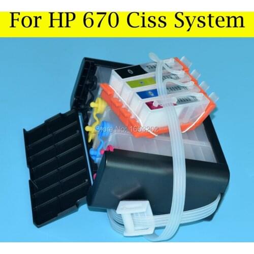 1 Set 670 Ciss System With Permanent Chip For HP Deskjet 3525,5525,4615,4625,6525 Printer