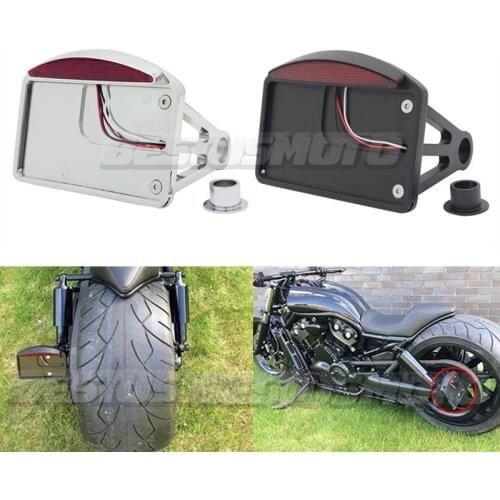 1" Motorcycle License Plate LED Tail Light Horizontal Side Mount Bracket Holder For Harley Bobber Choppers Custom Applications