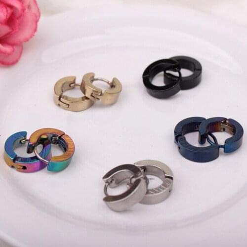 Fashion Unisex 1 Pair Cool Mens Stainless Steel Round Earring Ear Stud 4 Colors Available