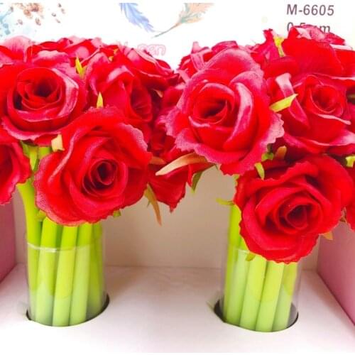 1 Pcs Creative Novelty Neutral Pen Silicone Cute Cloth Artificial Rose Flower Gel Pen Black Ink Canetas Stationery Supplies