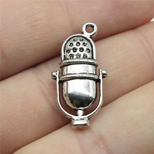 10pcs 26x13mm Pendant Microphone Charm Pendants For Jewelry Making Antique Silver Color Microphone Pendants