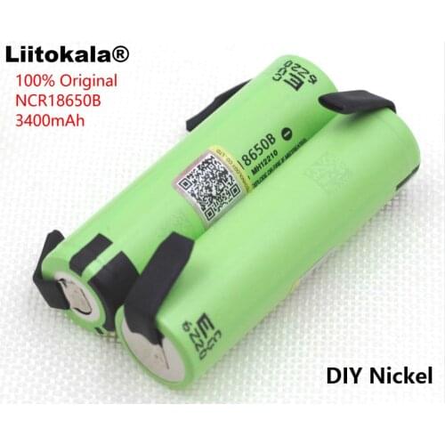 2PCS/LOT Liitokala 100% New Original NCR18650B 3.7 v 3400 mah 18650 Lithium Rechargeable Battery DIY Nickel Sheet batteries