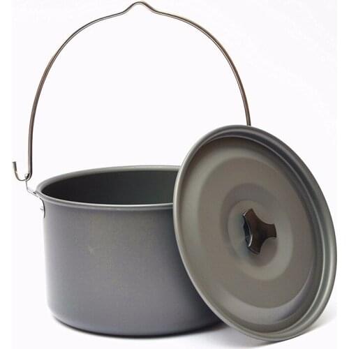 2021 High Quality Outdoor Portable Picnic Single Pot Aluminum Alloy Camping Hanging Sitting 5-8 Person Big Camp Pot