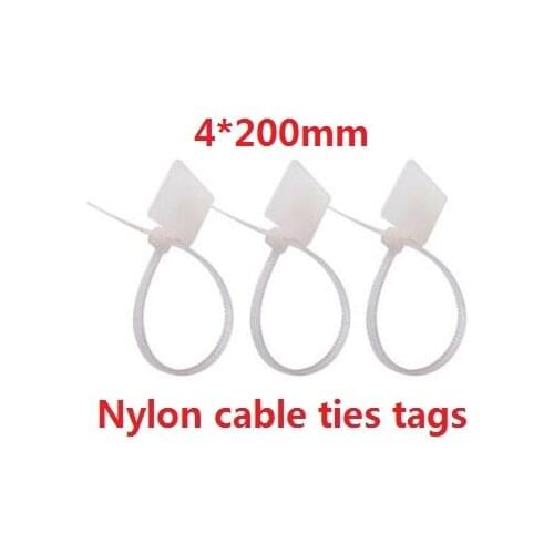 250pcs 4*200mm Self locking Zip cable Ties Write On Ethernet Wire Power Cable Label Mark Tags