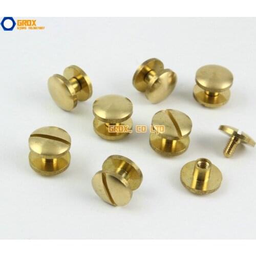 40 Pieces 10*4mm Leather Craft Belt Wallet Solid Brass Nail Rivet Chicago Screw Cambered Head