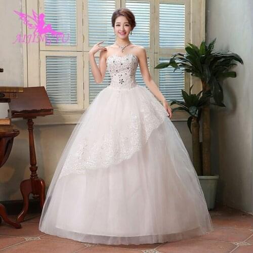 AIJINGYU 2021 white Customized new hot selling cheap ball gown lace up back formal bride dresses wedding dress WK570