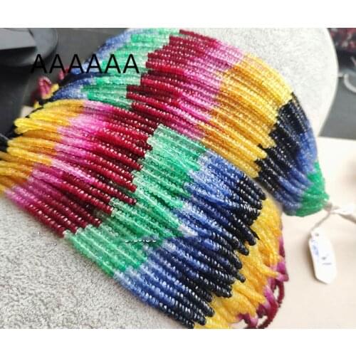 AAAAAA loose beads Emerald /Ruby/Sapphire roundel FACETED GREEN/RED/BLUE 2-4MM for DIY jewelry making FPPJ wholesale nature