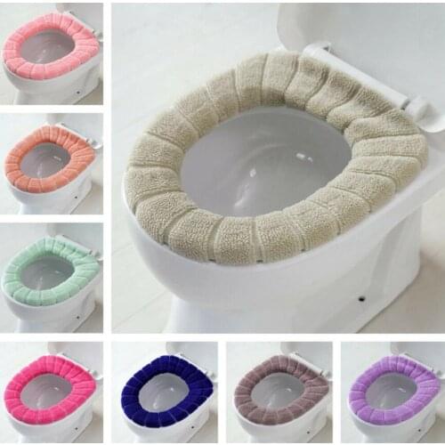 Comfortable Bathroom Toilet Seat Cover Soft Knitting Fabric Case Pad Winter Warm Mat Pumpkin Pattern Soft Cushion