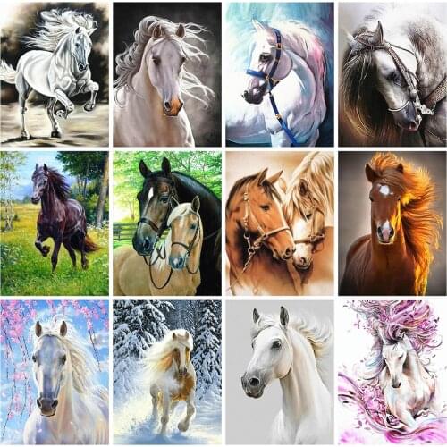 CraftArtGo 5D DIY Diamond Embroidery Horse Full Square Round Rhinestone Mosaic Painting Cross Stitch Flowers Diamond Kit