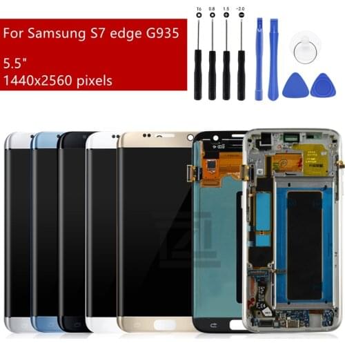 For Samsung Galaxy display S7 Edge LCD Display Touch Screen Digitizer Assembly for samsung S7 Edge LCD G935F G935 with frame