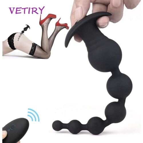 Remote Control Long Anal Beads Vibrator Prostate Massage USB Charge Vibrator Butt Plug Stimulator 9 Speed Sex Toys For Men Women